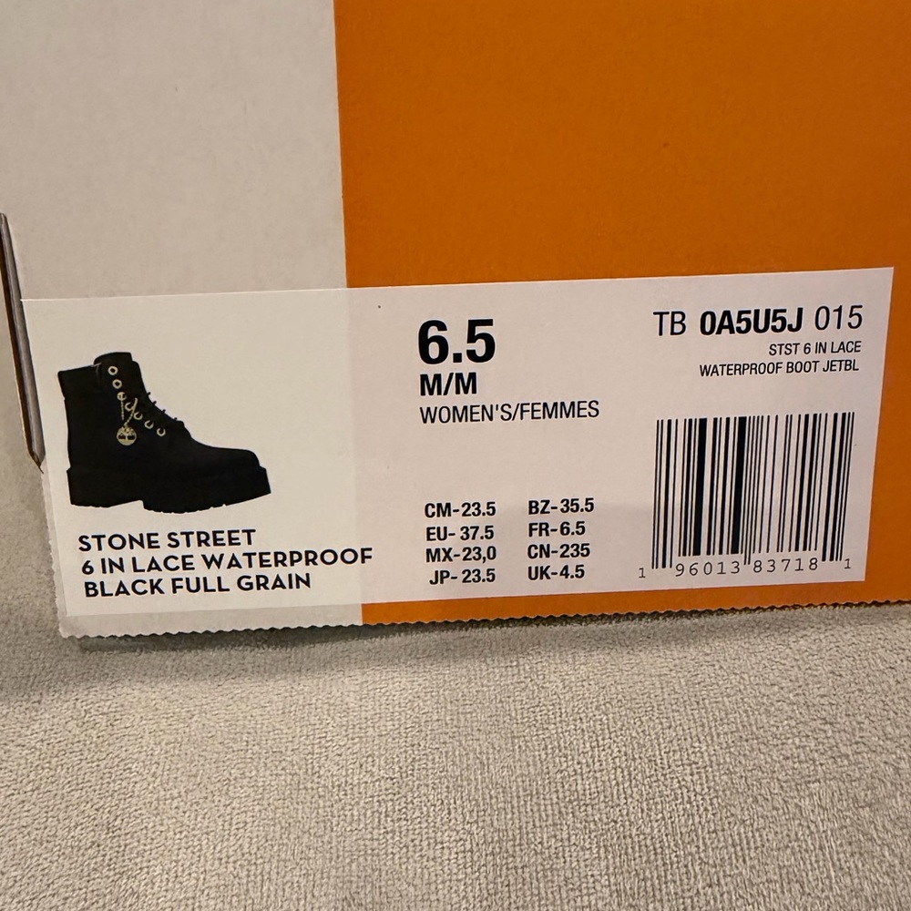 Timberland STONE STREET IN LACE WATERPROOF
BLACK FULL GRAIN Size 6.5 - Picture 2 of 7
